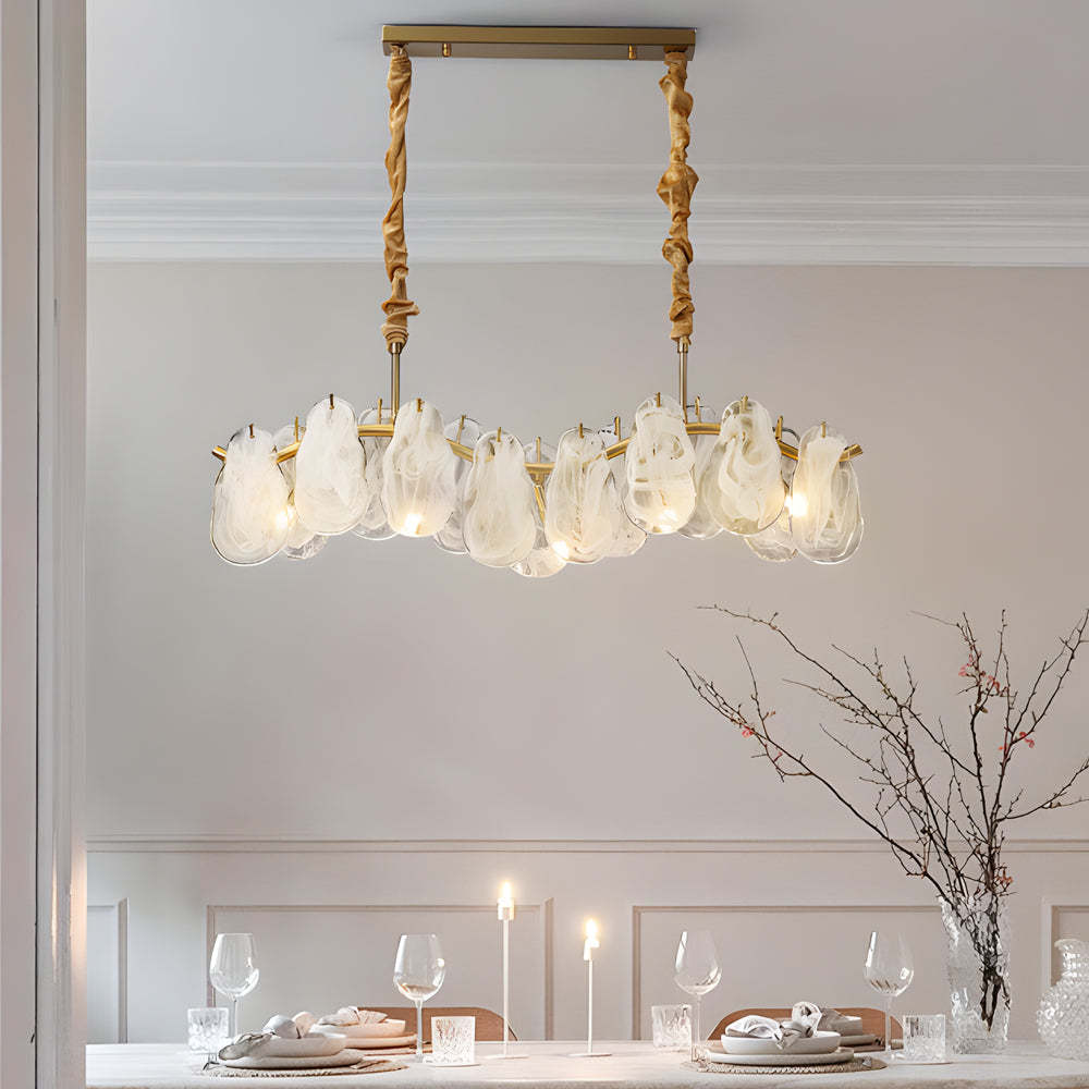 Wave Glass Cloud Dimmable French Style Chandelier — Long