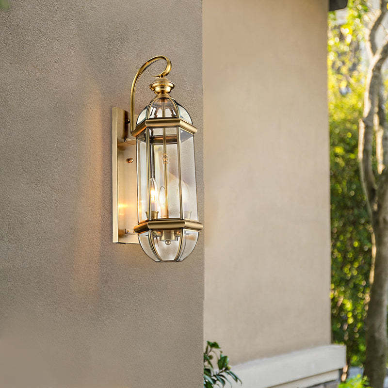 Retro Copper Glass European Outdoor Wall Light