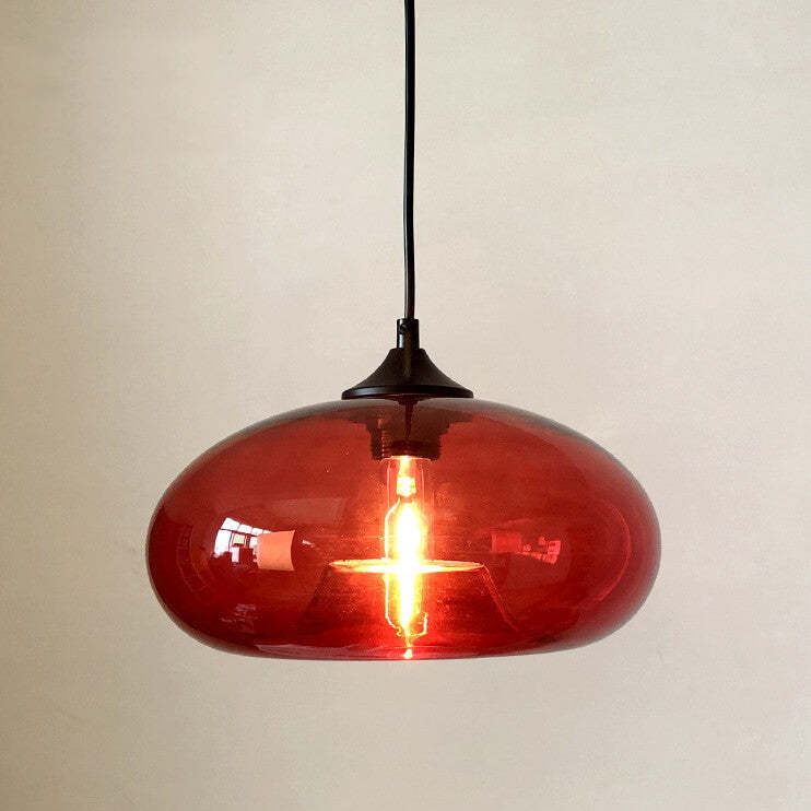 Colored Glass Oval Pendant Light