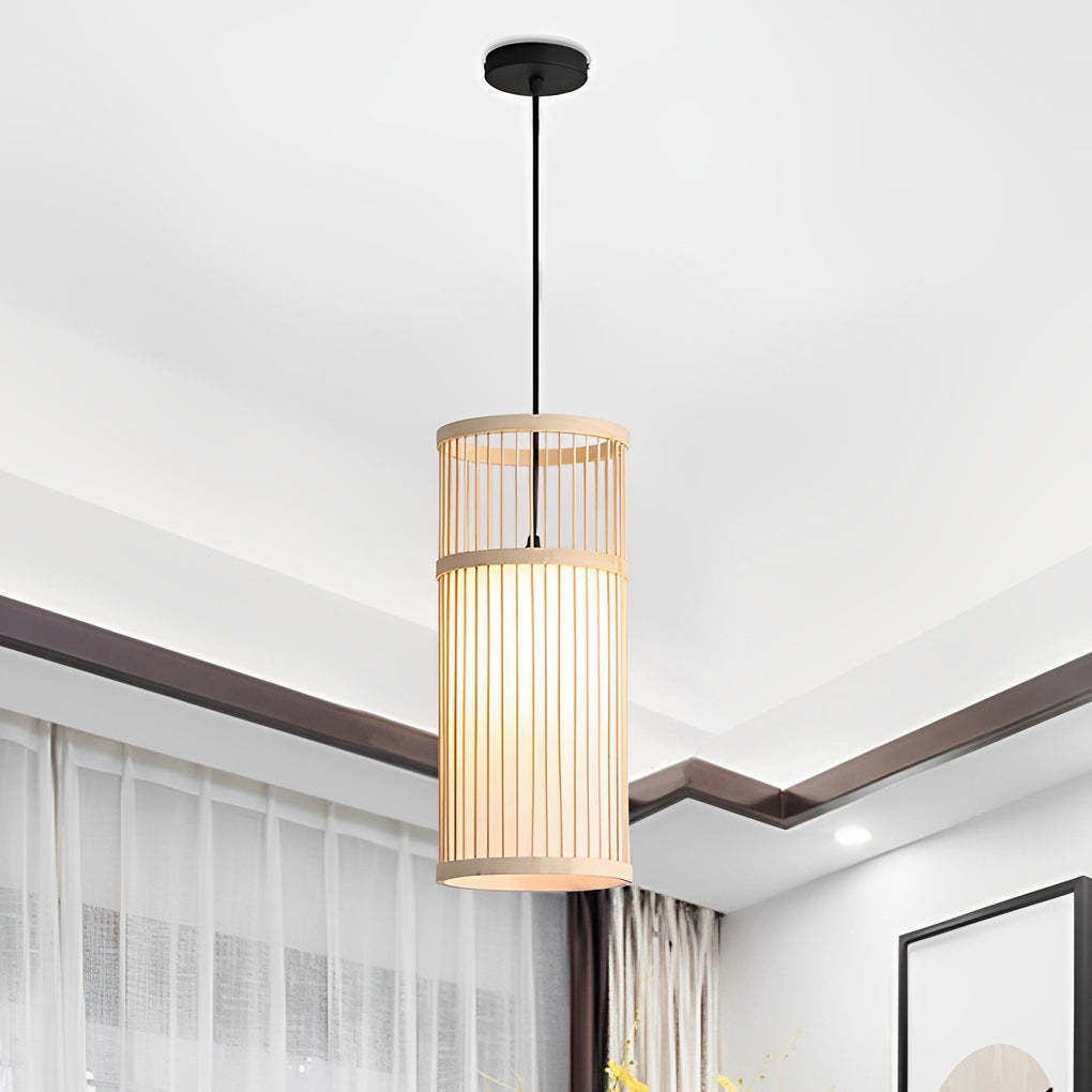 Minimalist Bamboo Hand-Woven LED Retro Pendant