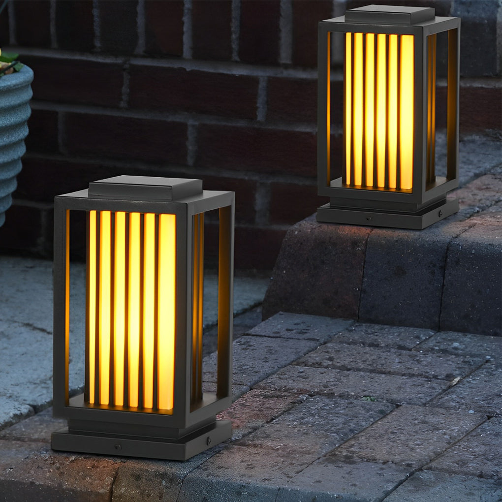 Black modern lawn cage landscape lighting — 6.3"X6.3"X11.8" / Set of 2