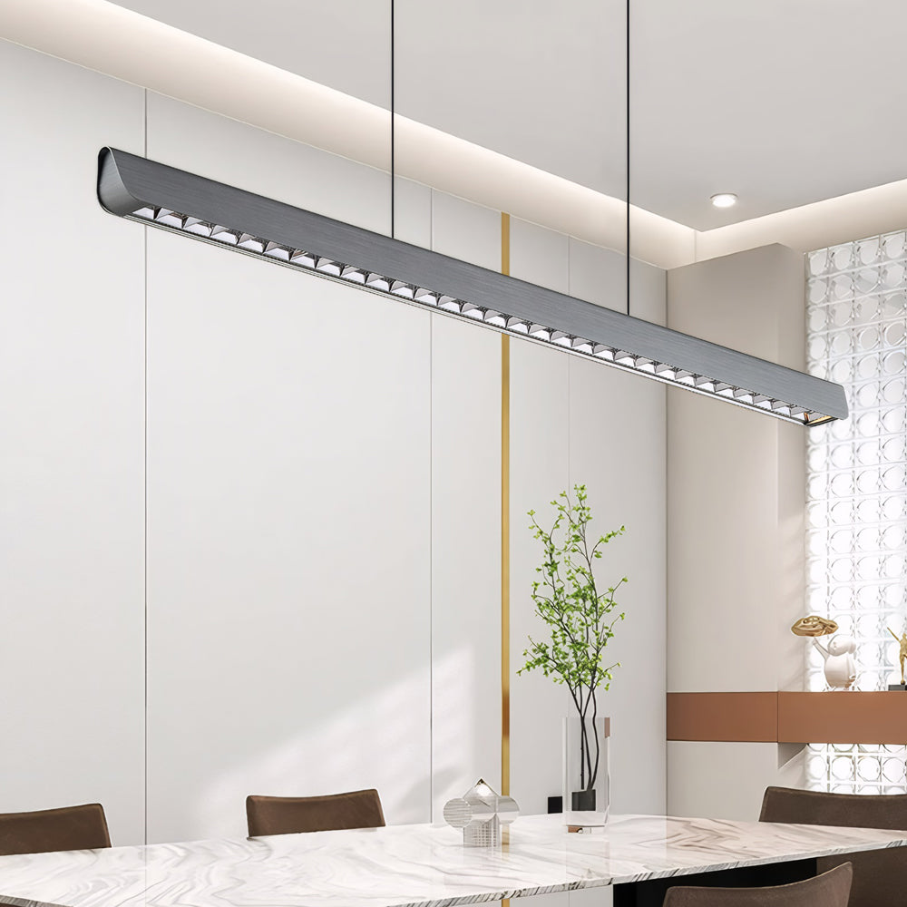 Long Linear Brushed Aluminum LED Island Pendant