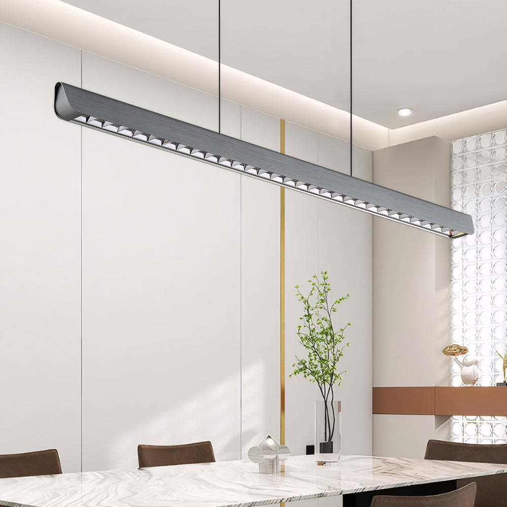 Long Linear Brushed Aluminum LED Island Pendant