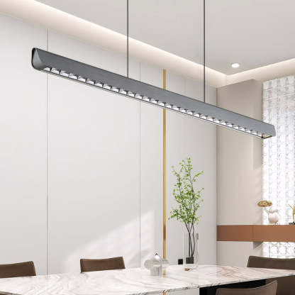 Long Linear Brushed Aluminum LED Island Pendant