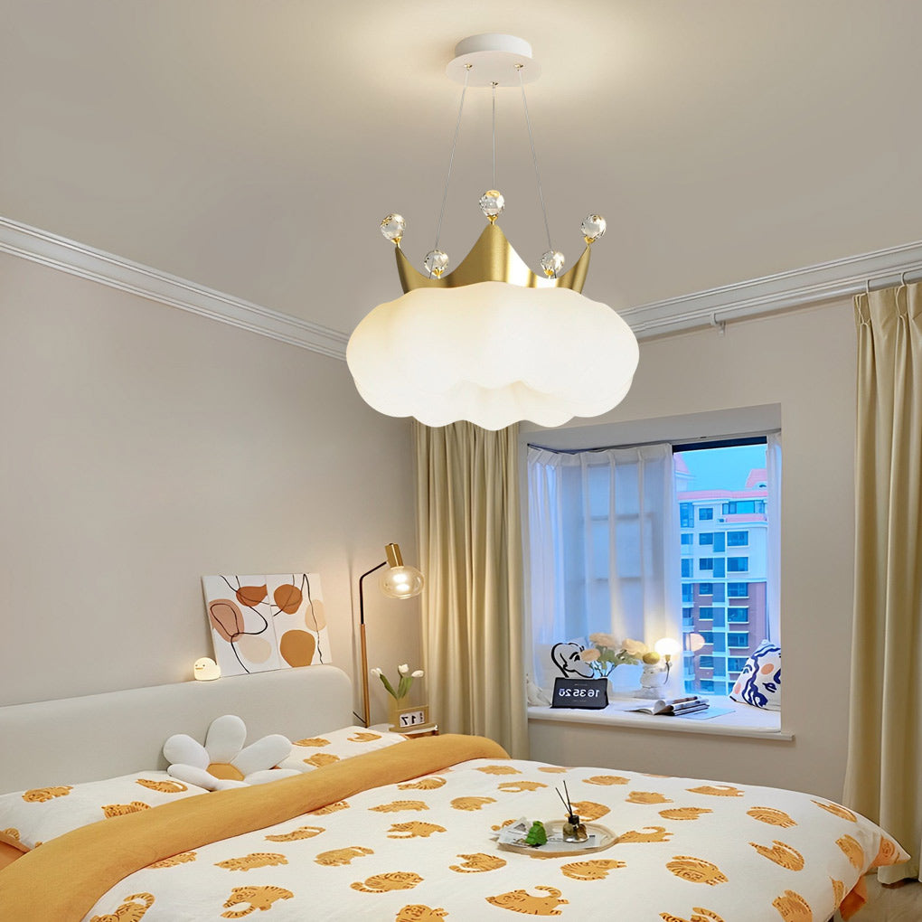 Cloud Crystal Crown LED 3-Step Dimming Modern Chandelier