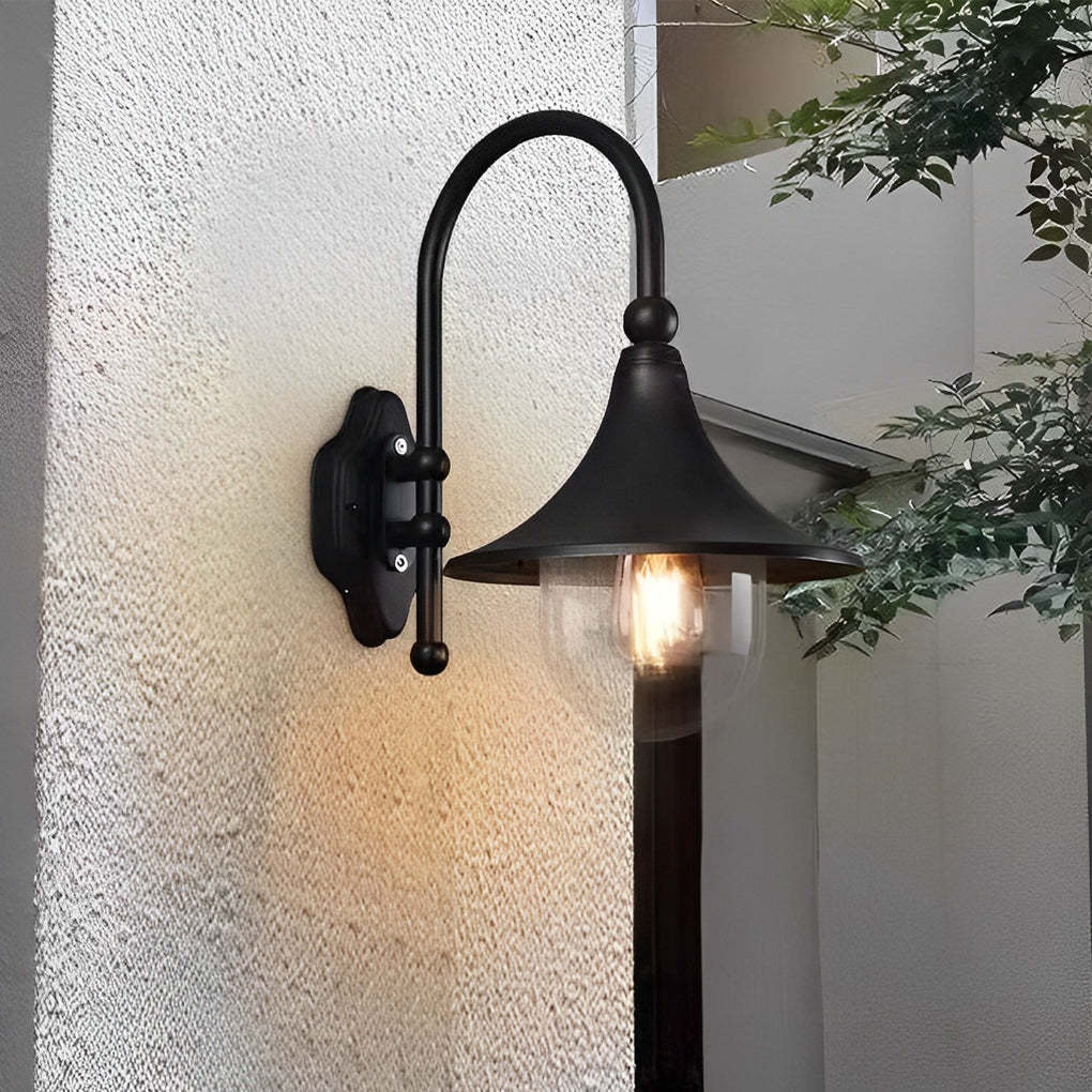 Creative Trumpet Shaped Waterproof LED Black Vintage Outdoor Wall Lamp-Lighom