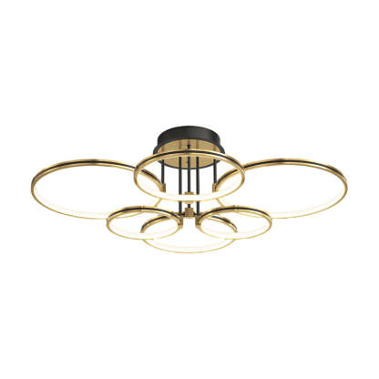 3/5/6-Ring Dimmable Gold Modern Leather Ceiling Light