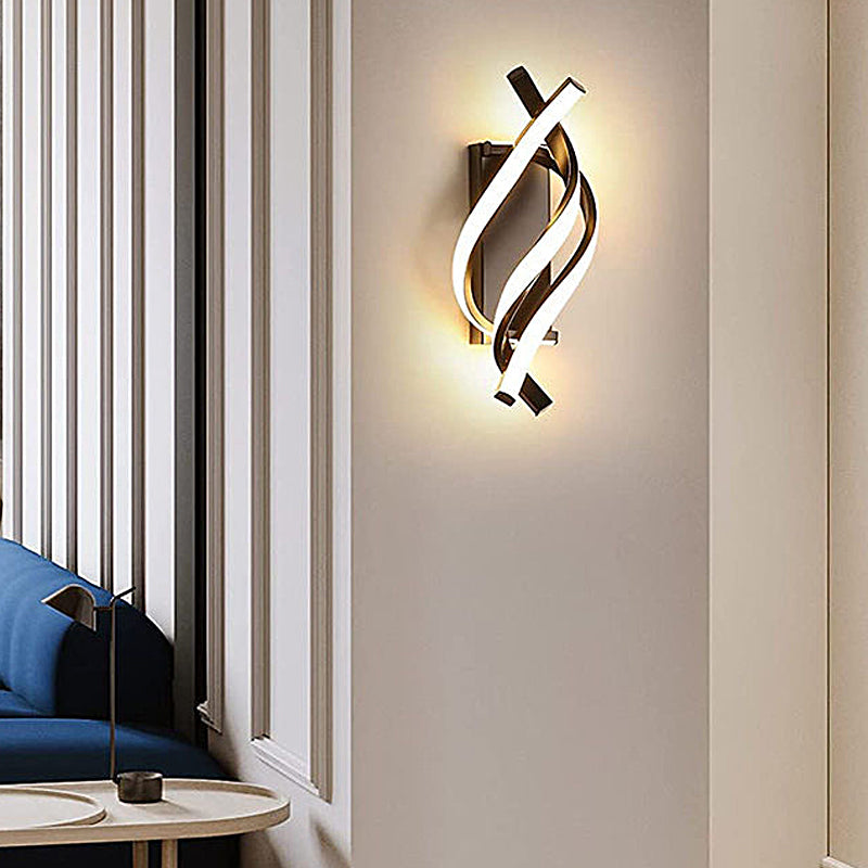 Spiral Minimalist 3-Step Dimming LED Modern Wall Sconce — Black