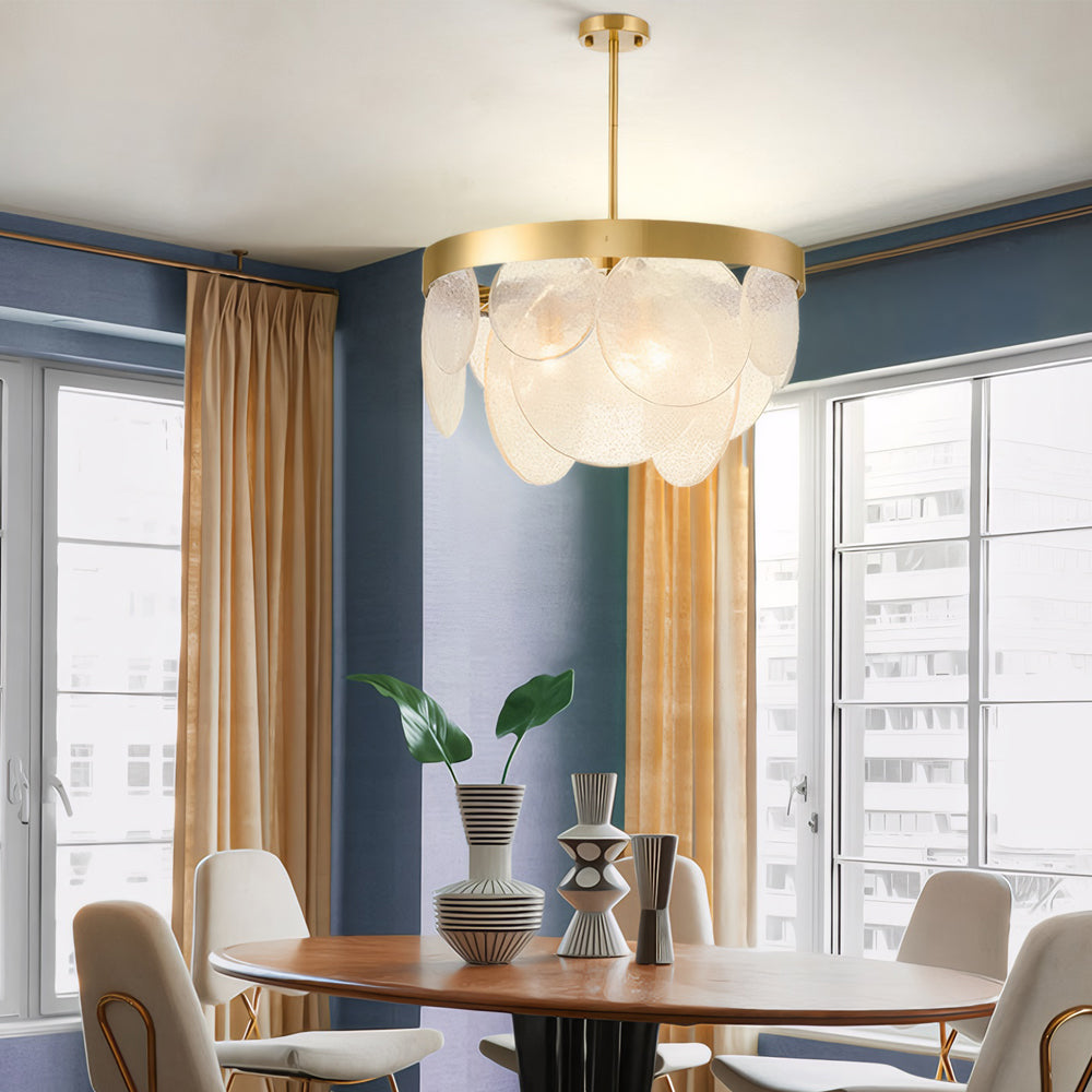 Round Semi Flush Mount Glass Chandelier