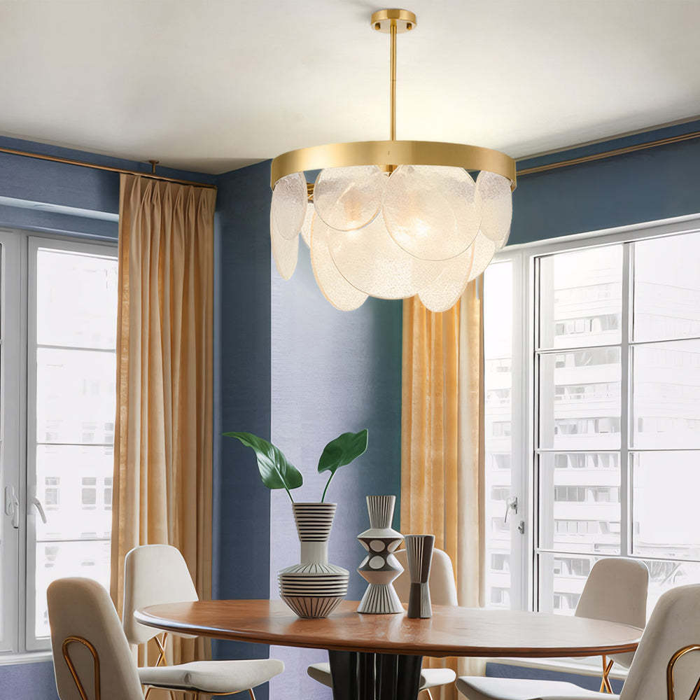 Round Semi Flush Mount Glass Chandelier