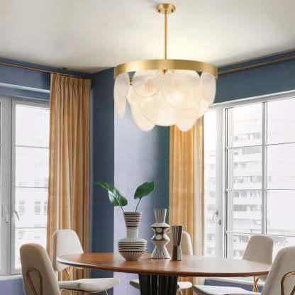 Round Semi Flush Mount Glass Chandelier