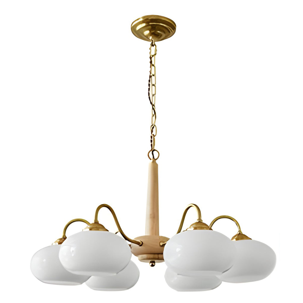 4/6-Light Glass Wood E27 LED Nordic Pendant Chandelier