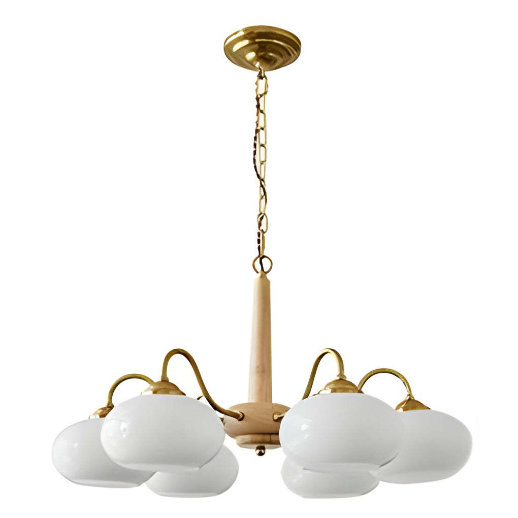 4/6-Light Glass Wood E27 LED Nordic Pendant Chandelier