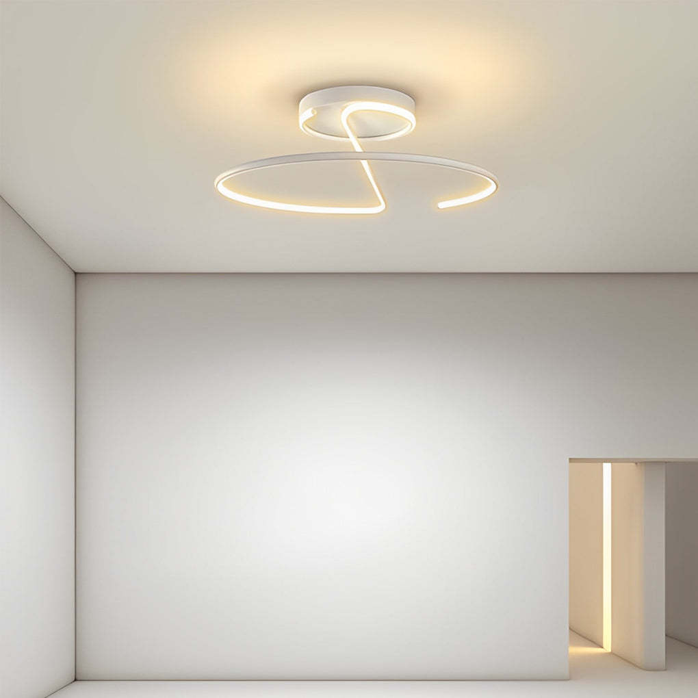 16" Wire Circular Modern LED Semi-Flush Mount Ceiling Light