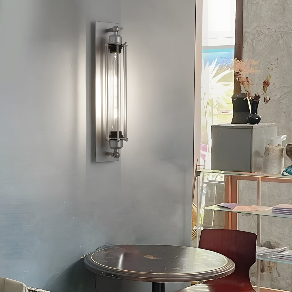 Industrial Vintage Chrome Iron Flute Wall Lamp