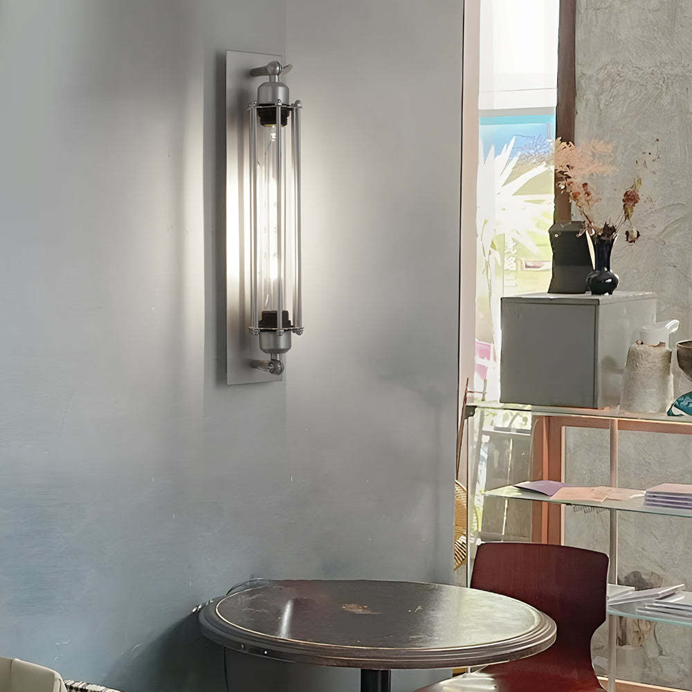 Industrial Vintage Flute Iron 1-Light Wall Lamp - Chrome-Lighom