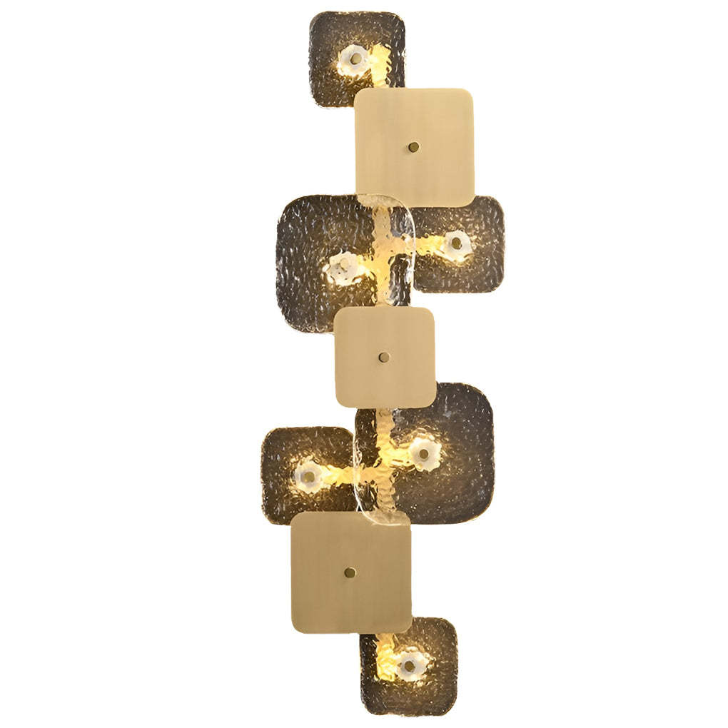 Creative Rounded Square Glass Copper LED Modern Wall Sconce Lighting-Lighom