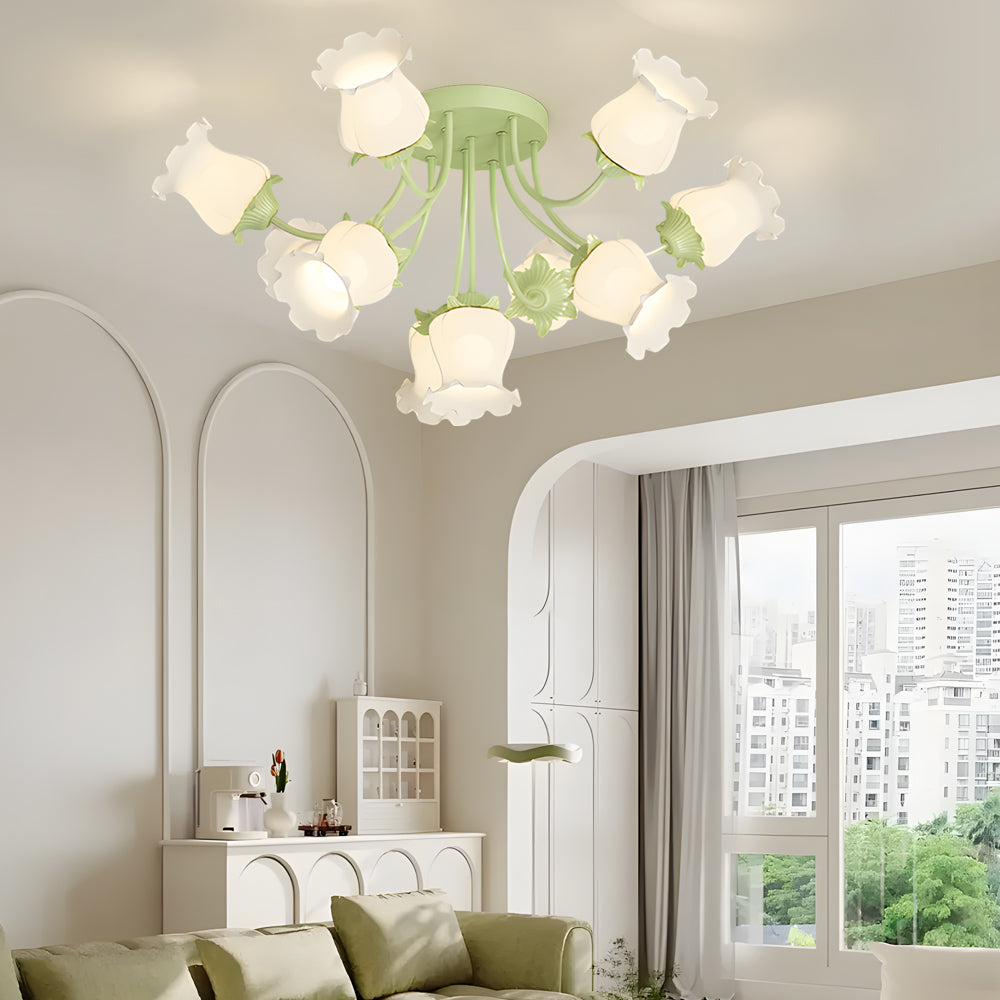 White Flower Dimmable Modern Ceiling Light - Green