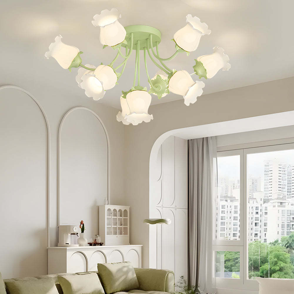 White Flower Dimmable Modern Ceiling Light - Green