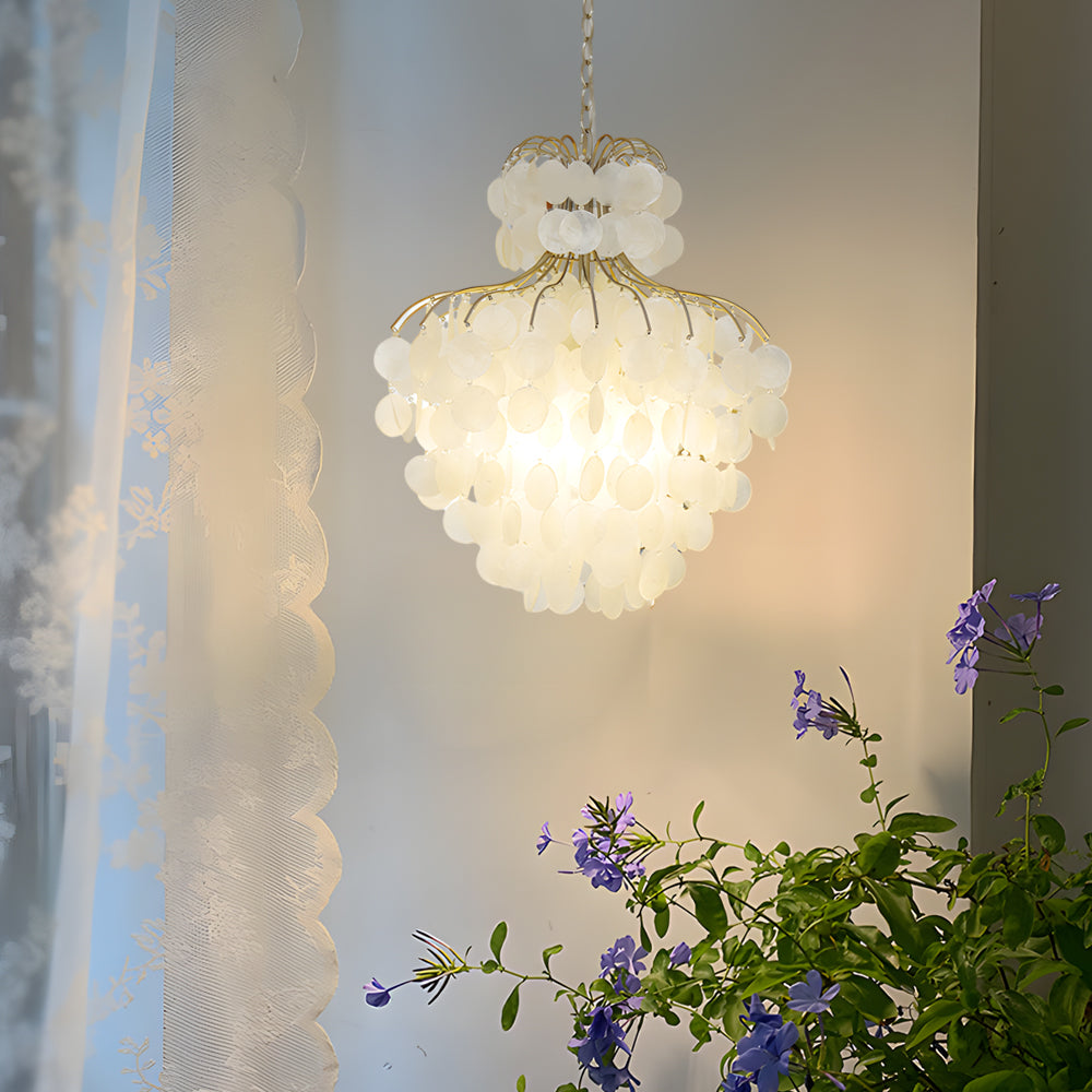 Tiered Capiz Shell French Style Chandelier