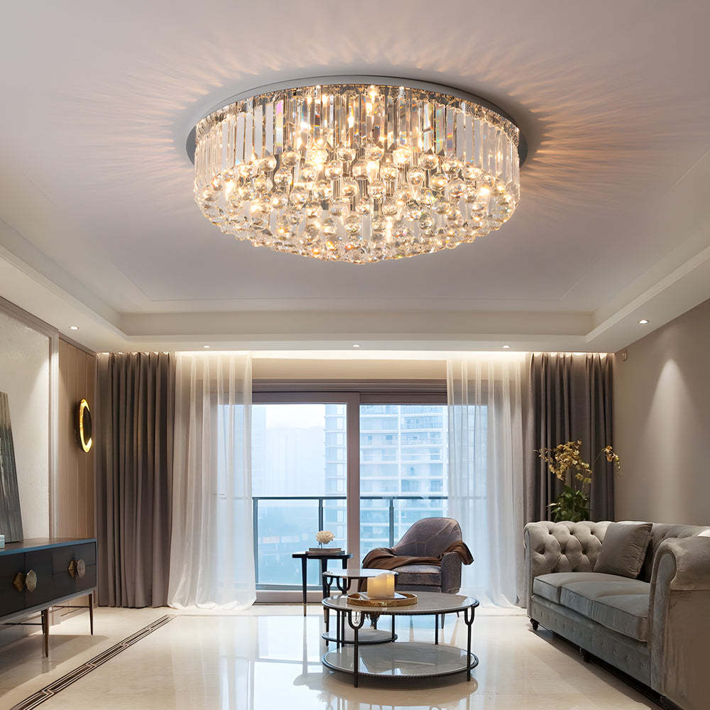 Round Dimmable Modern Crystal Ceiling Light