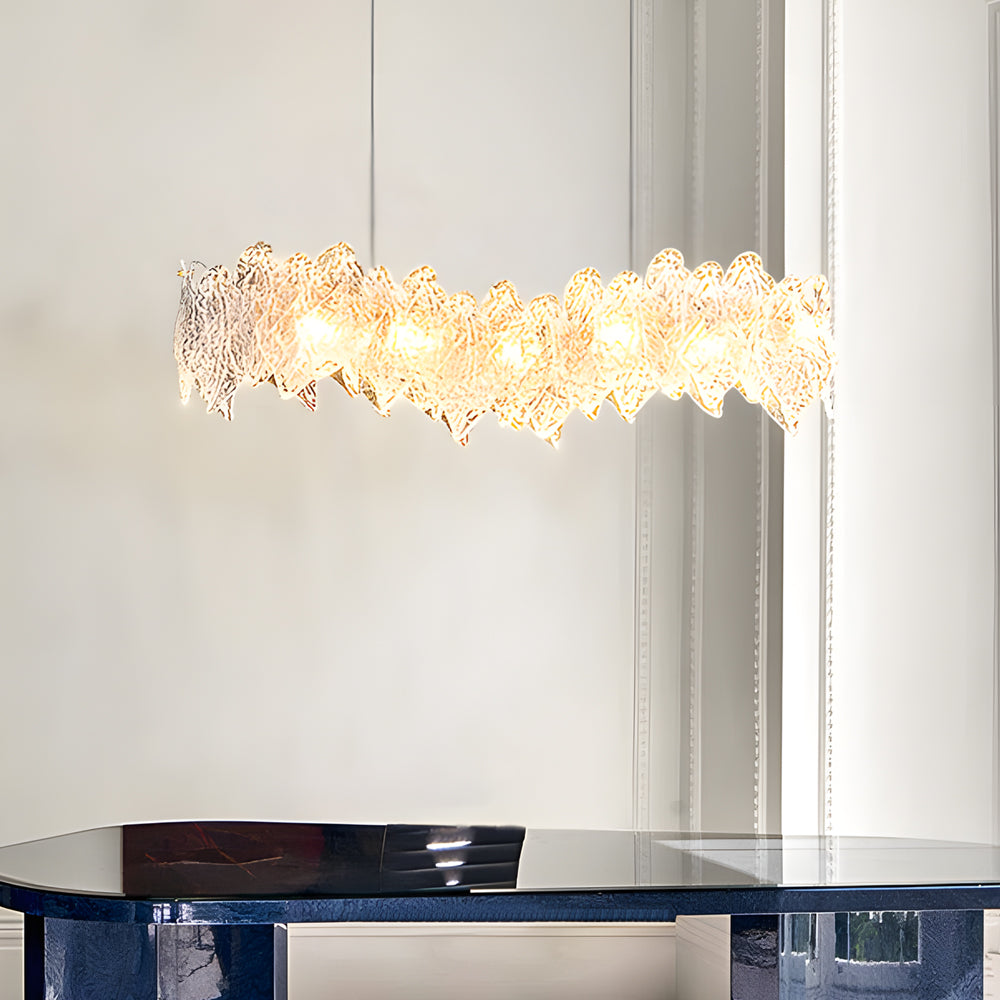 Lighom leaf handmade glass chandeliers for dining room — 7.9" H x 22.8" Dia / Round