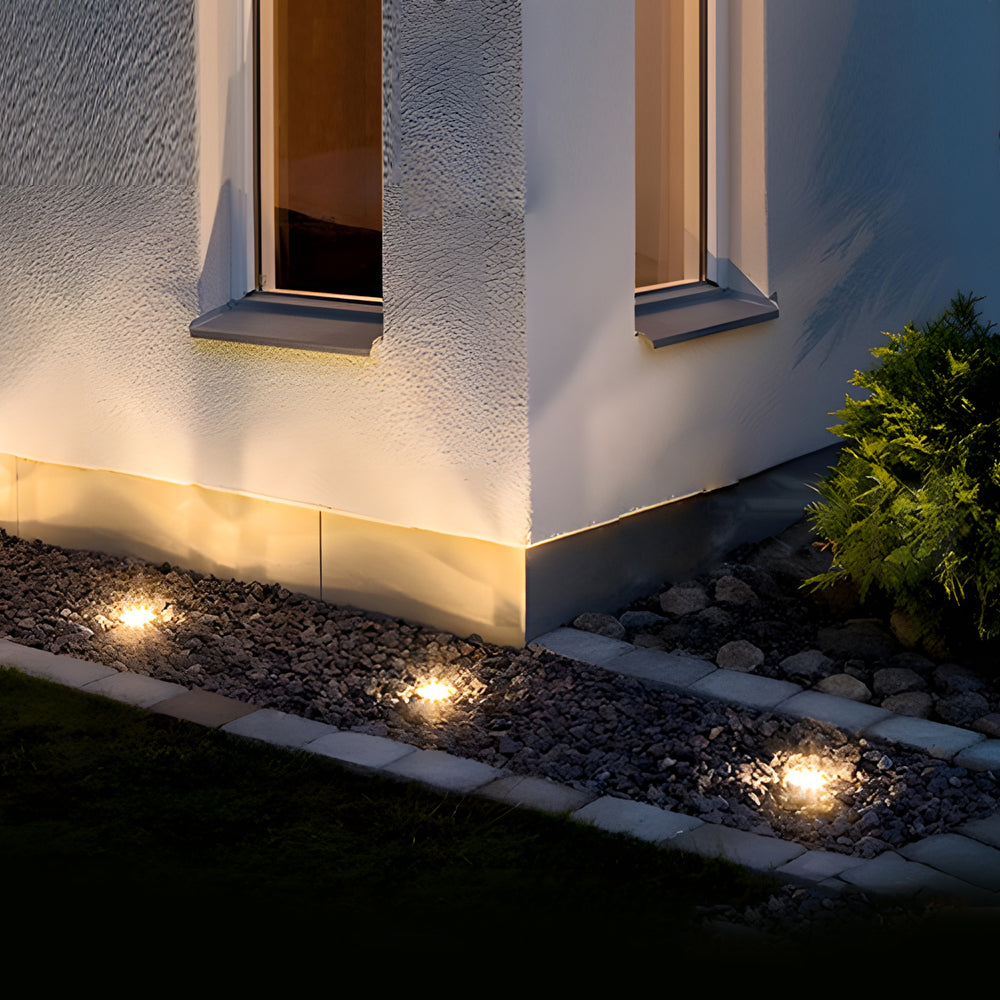 5-Light LED Modern Square In-Ground Well Lights Step Deck Lighting with Light Sensor for Pathways-Lighom