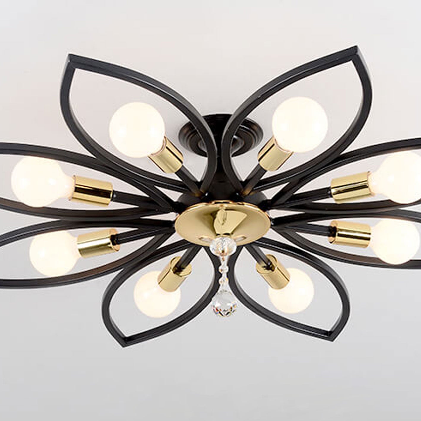 Nordic Wrought Iron Crystal 6/8-Light Flush Mount