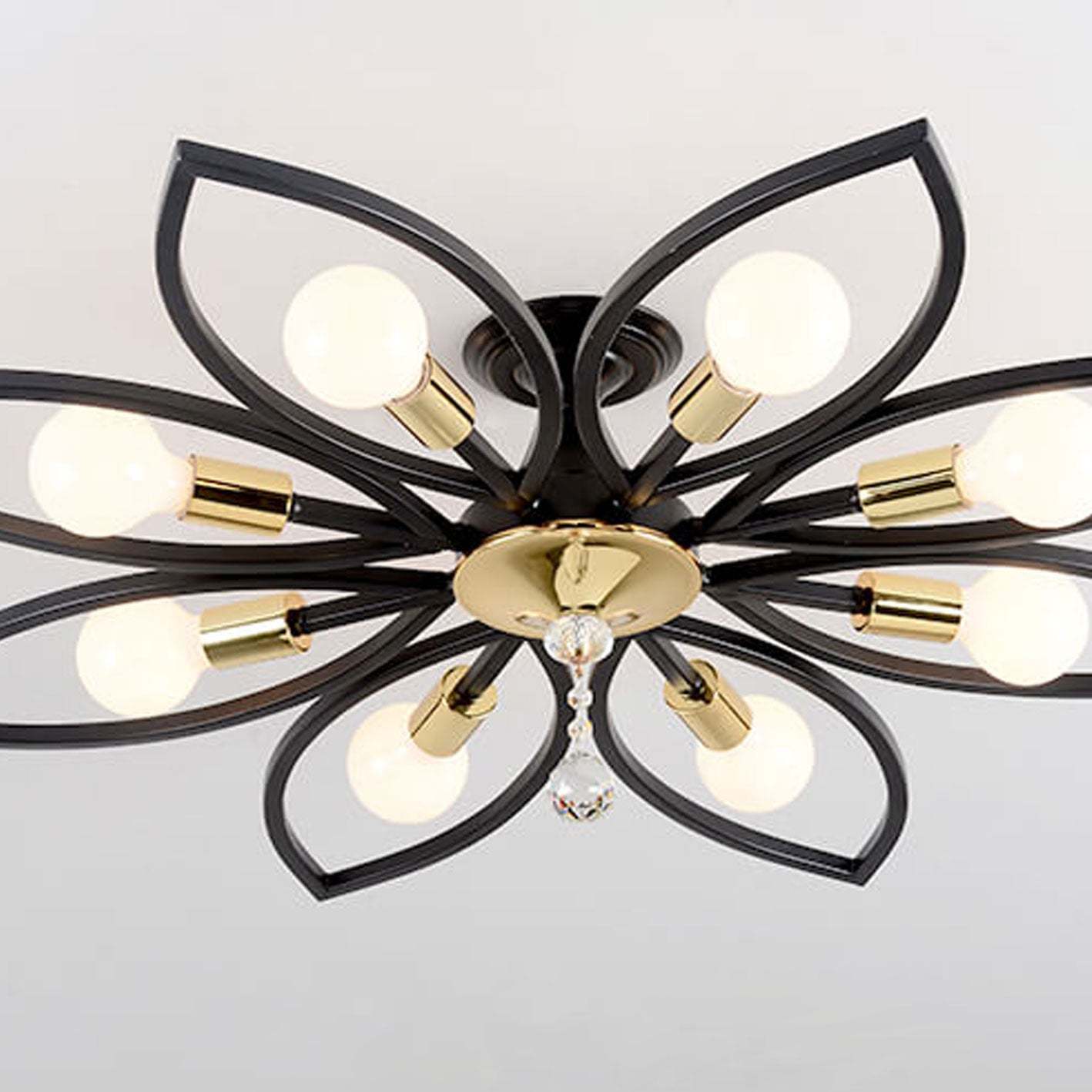 Nordic Wrought Iron Crystal 6/8-Light Flush Mount