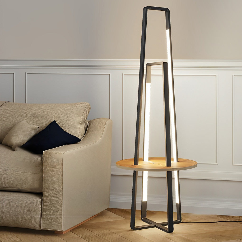 63" Modern Metal LED Tray Floor Lamp