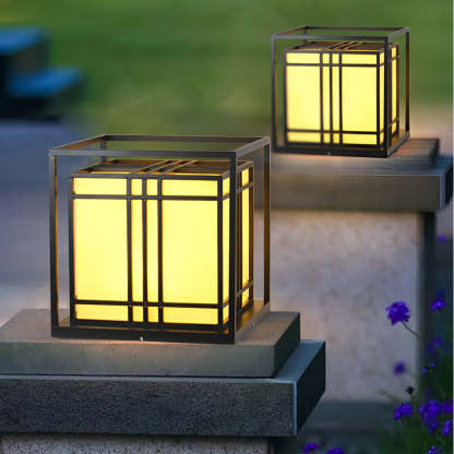 Retro Square Waterproof LED Black Modern Outdoor Post Caps Lights-Lighom
