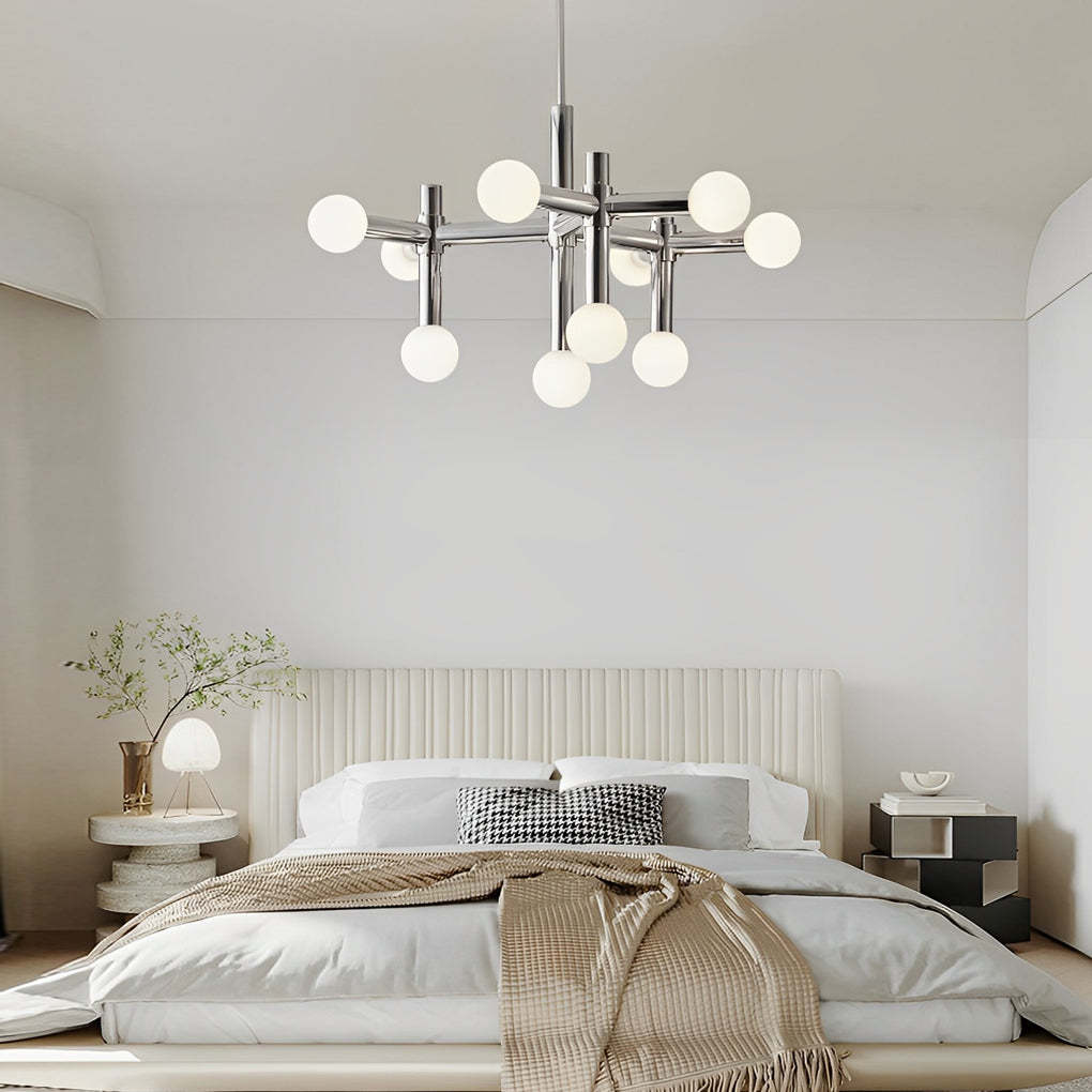 10-Light Glass Ball Sputnik Chrome Modern Chandelier