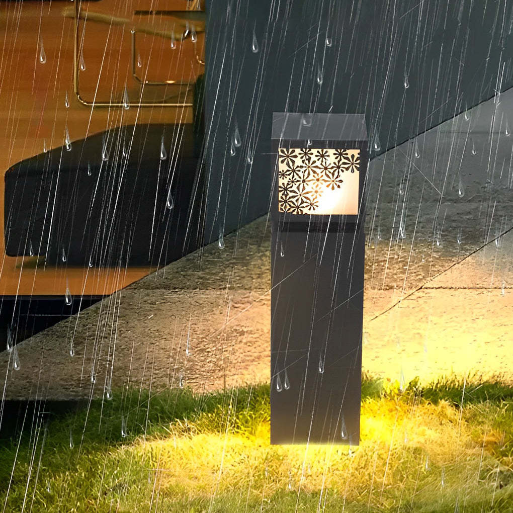 Snowflakes Decor LED Waterproof Black Modern Solar Outdoor Lawn Lamp-Lighom
