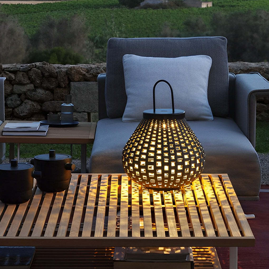 Rustic portable lawn white outdoor lanterns & lamps — 28" H x 18.5" Dia