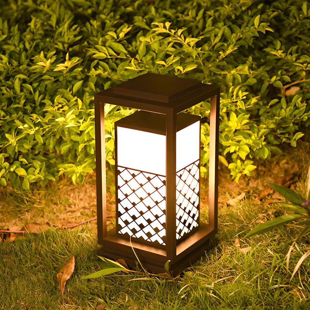 Retro Lantern Waterproof LED Black Modern Outdoor Lawn Lamp Solar Lights-Lighom