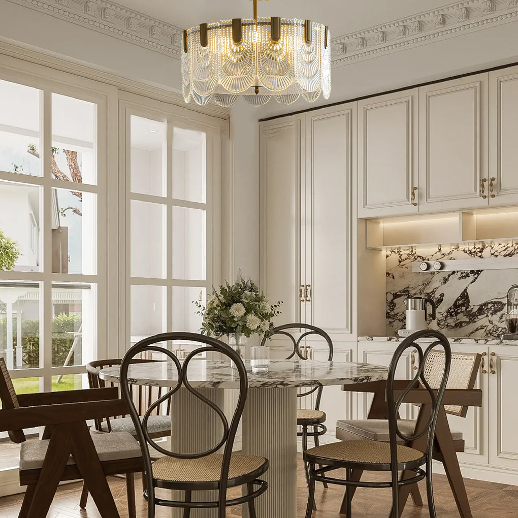 Round French Court Glass Dimmable Modern Chandelier
