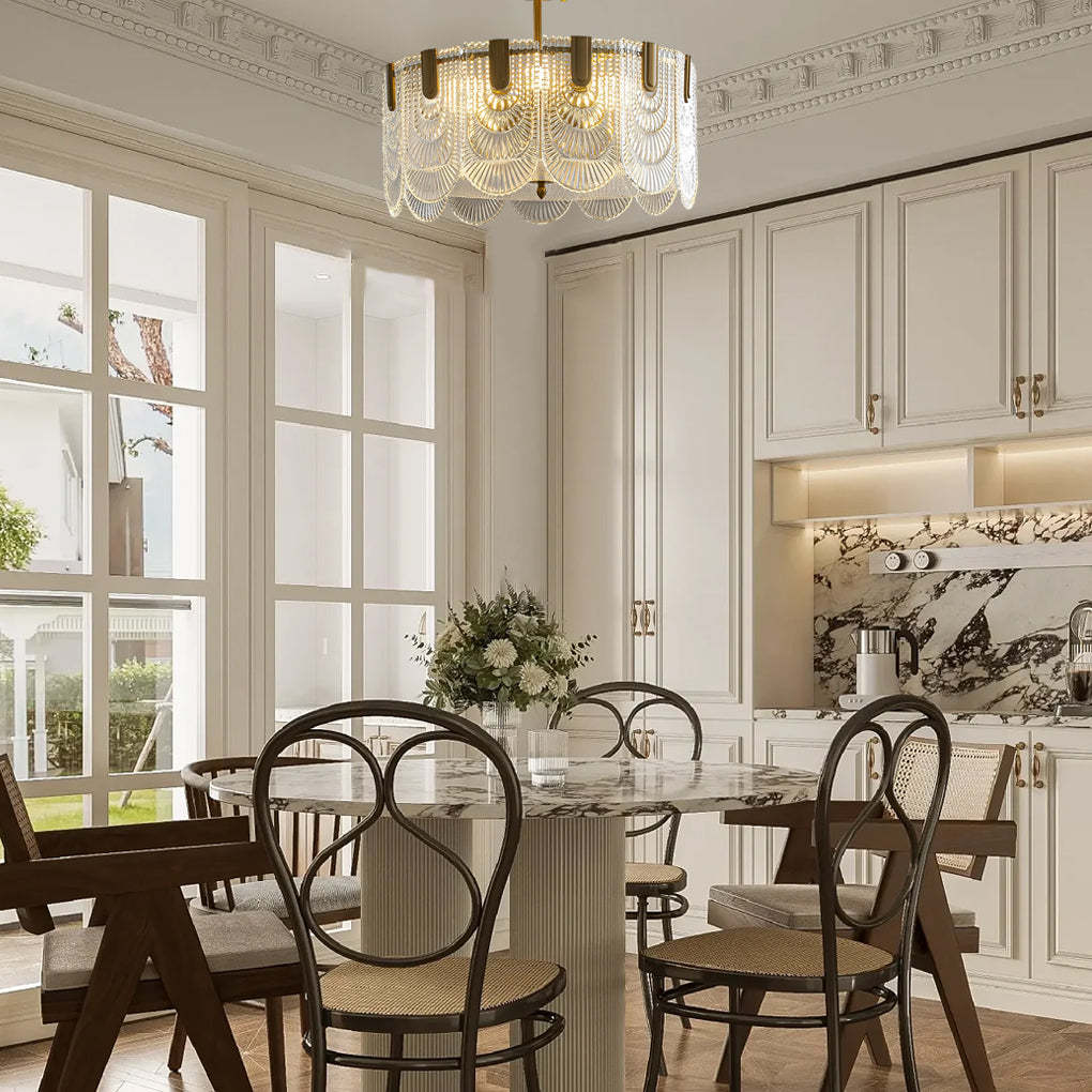 Round French Court Glass Dimmable Modern Chandelier