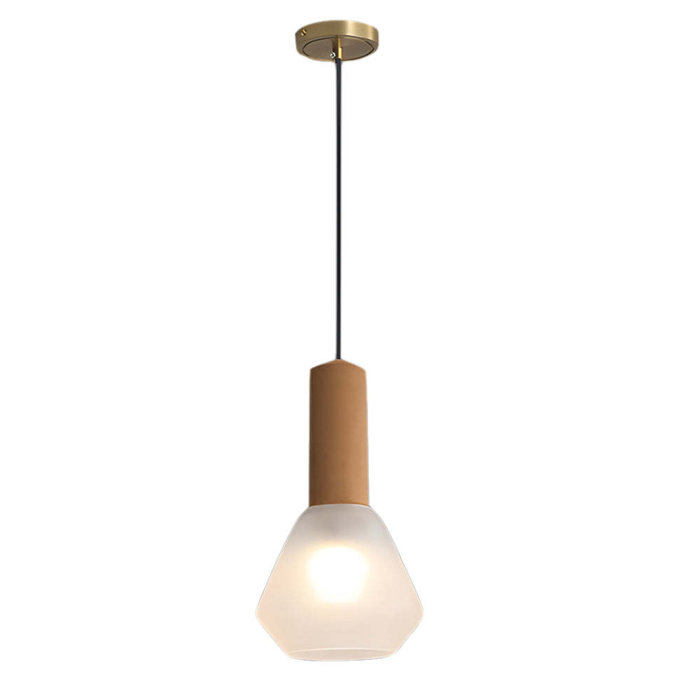 Copper Glass Jar 1-Light Wood Cork Diamond Pendant Light