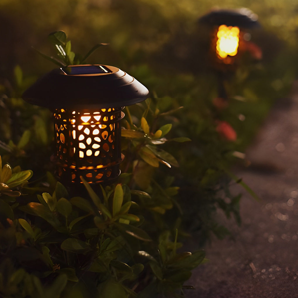 Modern flame round black landscape lighting