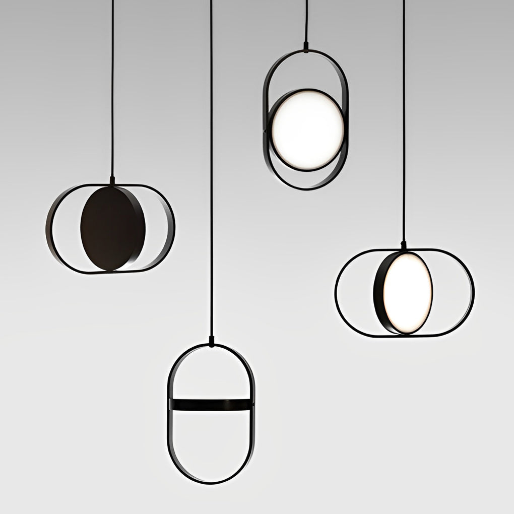 Adjustable Round Dimmable Black Modern LED Pendant