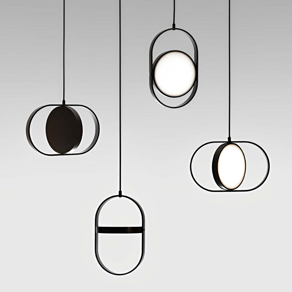Adjustable Round Dimmable Black Modern LED Pendant