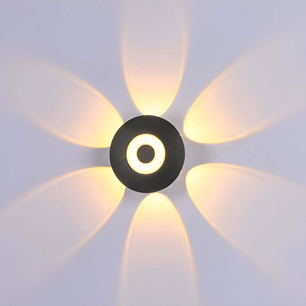 Round Waterproof LED Black Modern Wall Washer Sconce