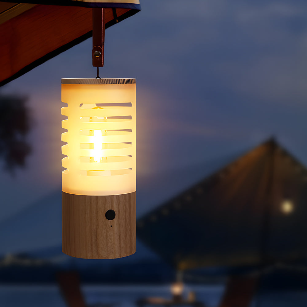 Portable Wood USB Rechargeable LED Camping Lantern-Lighom