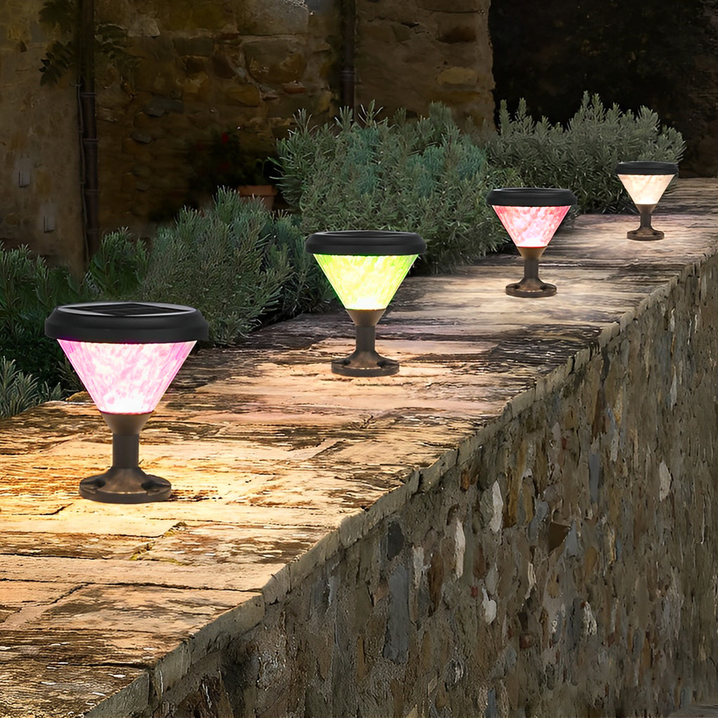 Round Colorful Gradient Modern Solar Fence Post Light