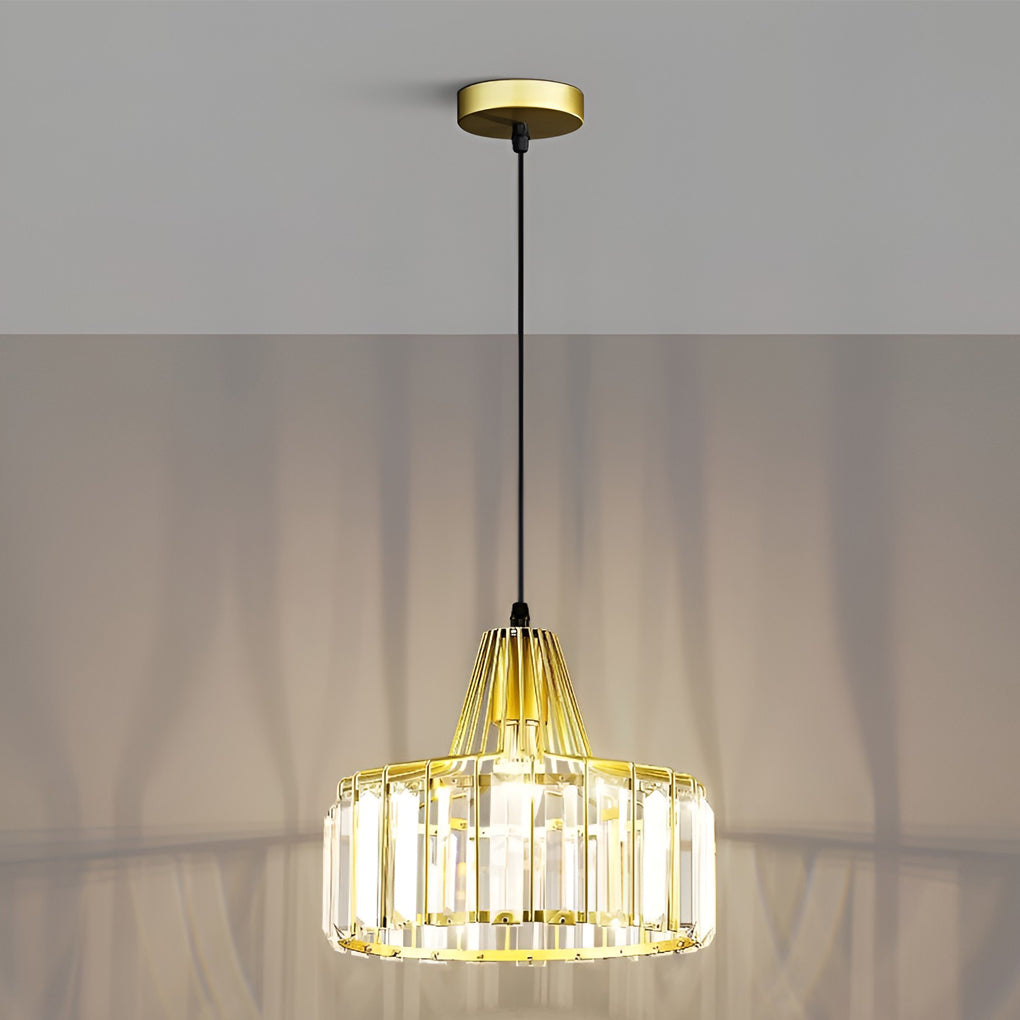 Drum Crystal Metal Modern Pendant Chandelier