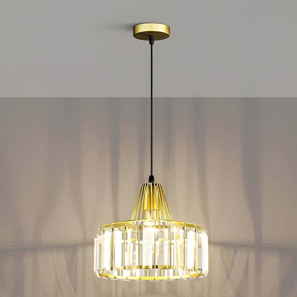 Drum Crystal Metal Modern Pendant Chandelier