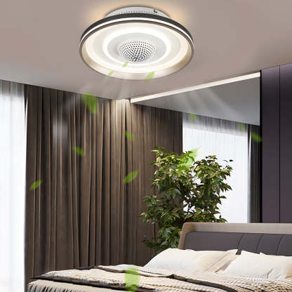 Nordic Round Circles LED Invisible Flush Mount Ceiling Fan Light-Lighom