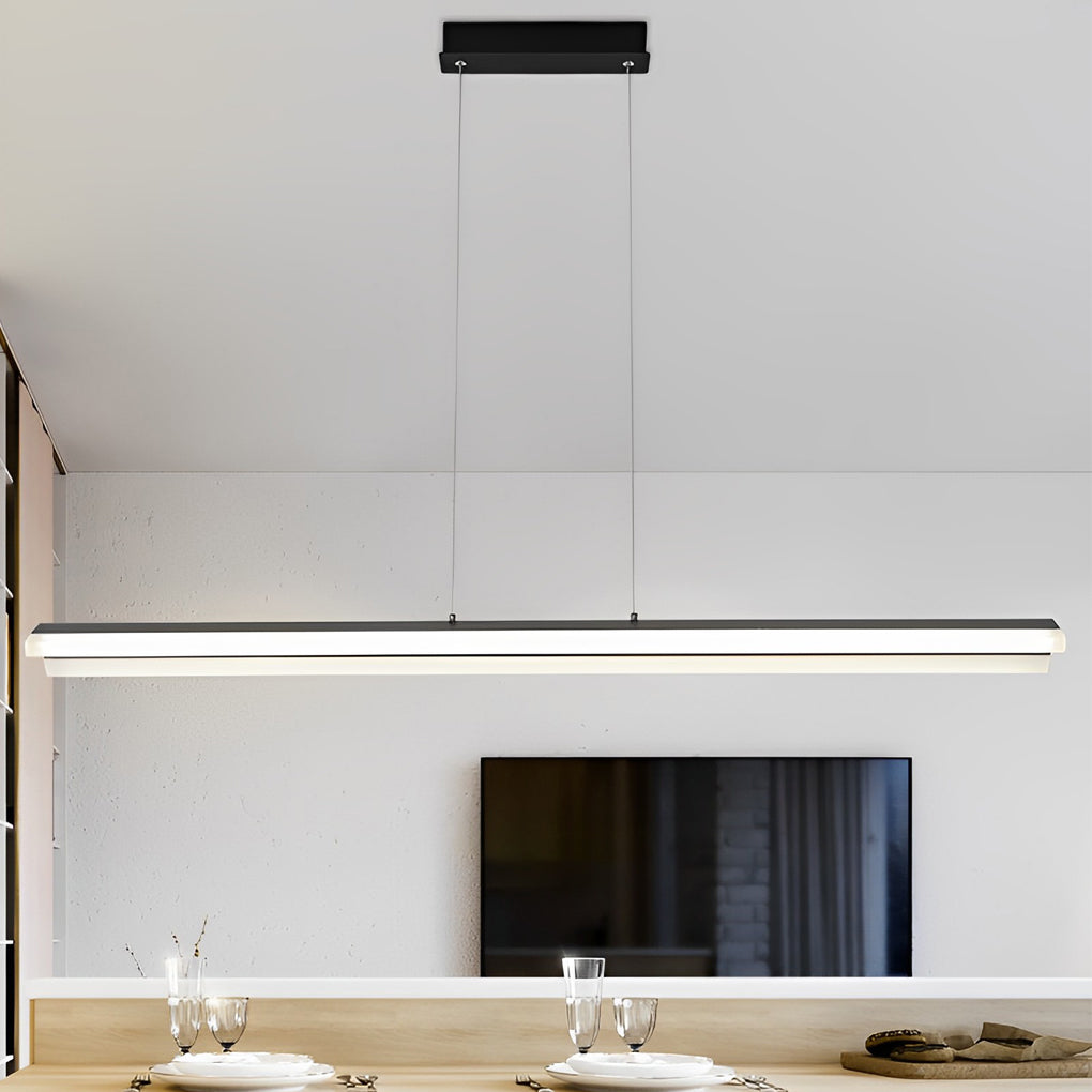 Minimalist Strip LED Neutral Metal Modern Chandelier
