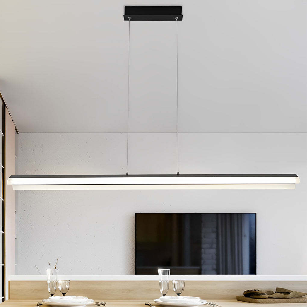 Minimalist Strip LED Neutral Metal Modern Chandelier