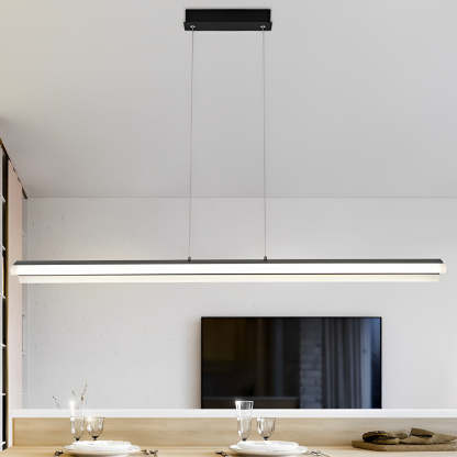 Minimalist Strip LED Neutral Metal Modern Chandelier